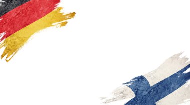 Beyaz Arkaplanda Almanya ve Finlandiya Bayrakları